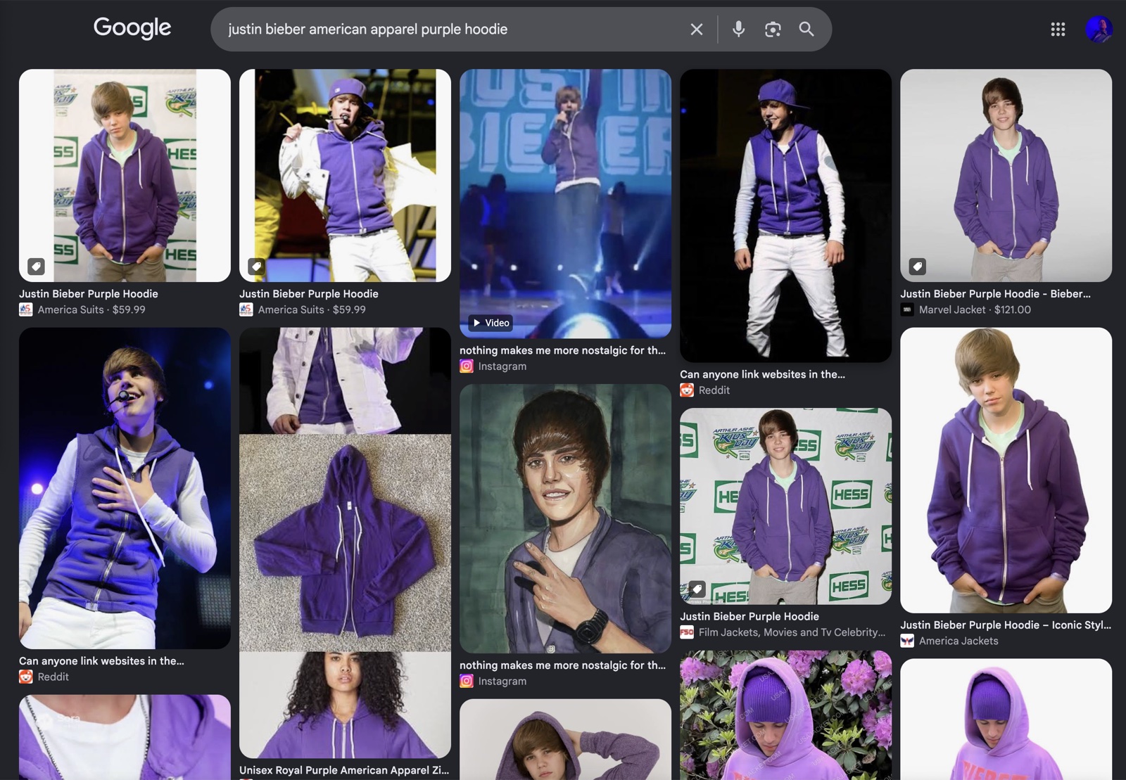 Justin Bieber in the purple Flex Fleece hoodie