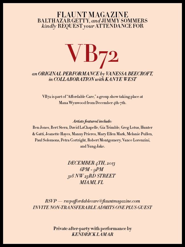 VB72 — Vanessa Beecroft invitation