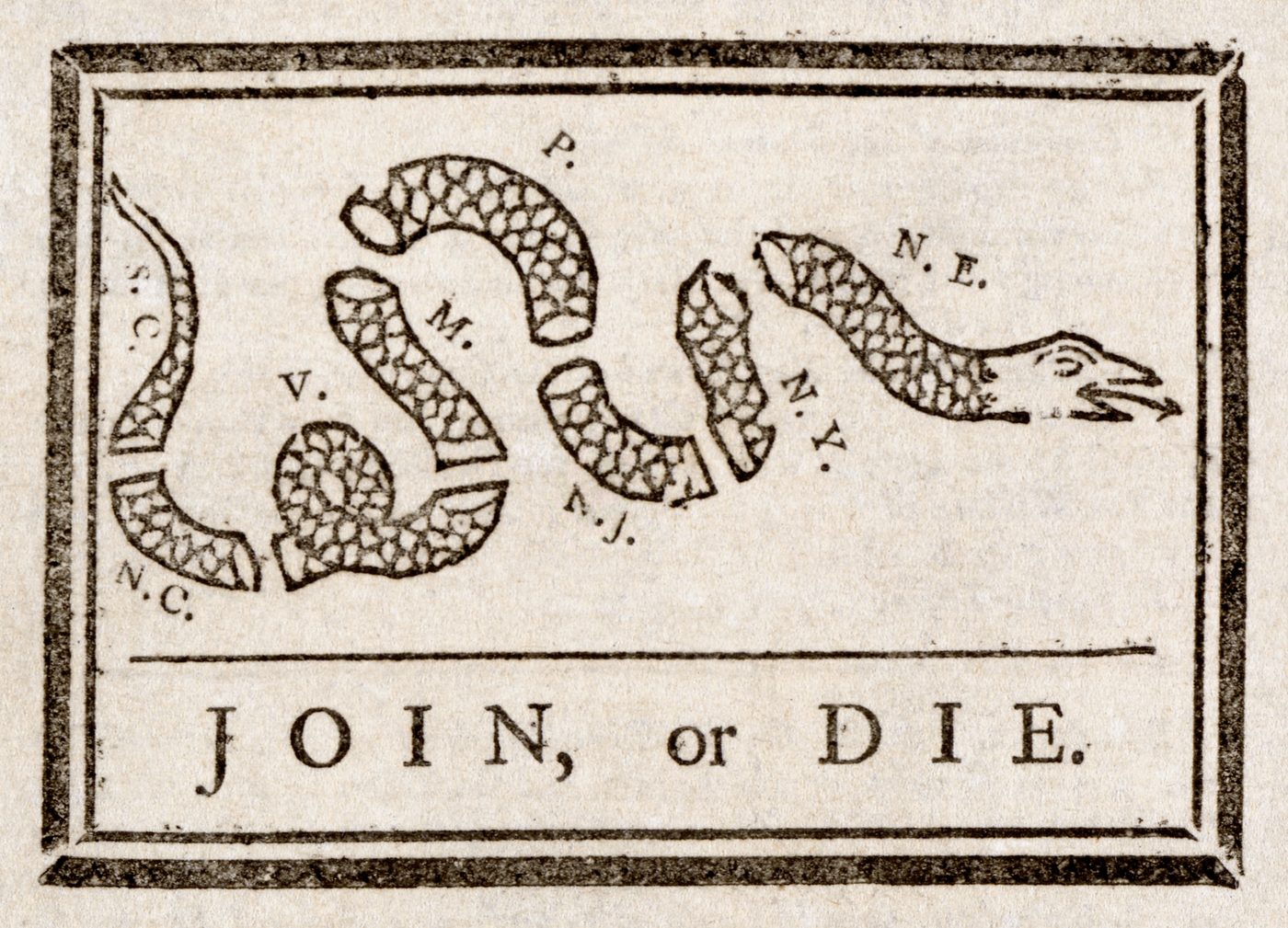 Join, or Die — Benjamin Franklin, 1754
