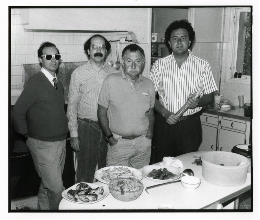 Marco Zanini, David Kelley, Ettore Sottsass and Jean Pigozzi in Cap d'Antibes, 1985