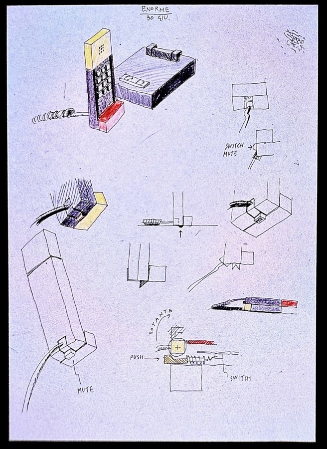 ENORME telephone sketches by Ettore Sottsass