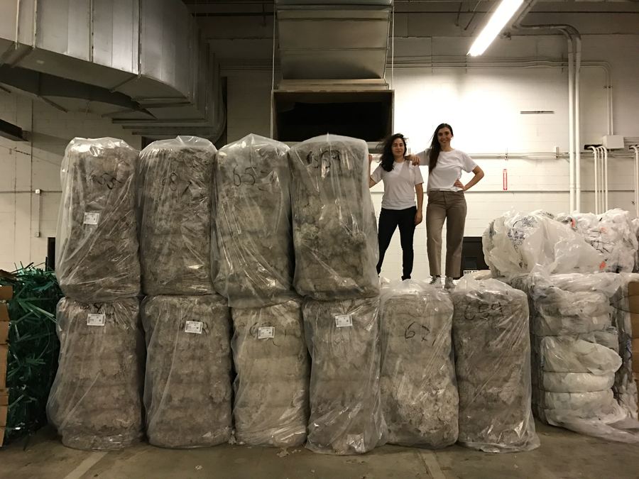 Bales of discarded cotton