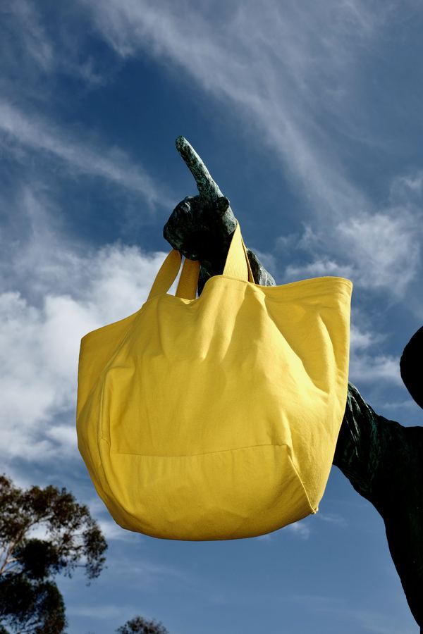 Yellow bag against the sky